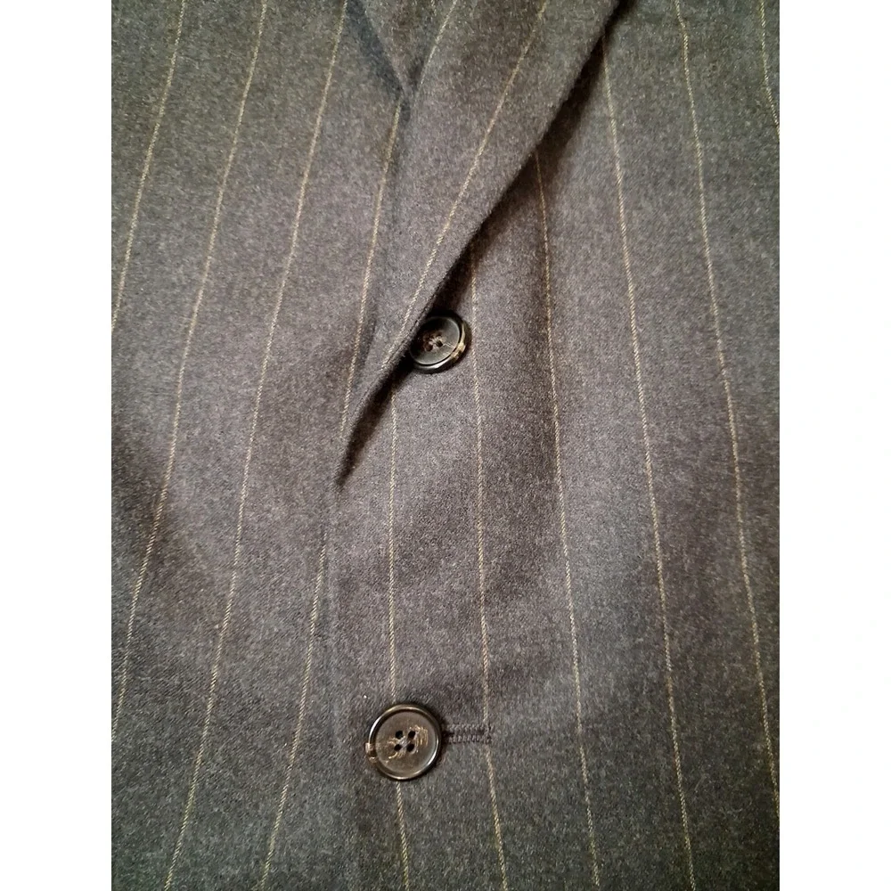 Hilton Wool Mens Gray Stripe Blazer Jacket Size 42 Formal Workwear Office